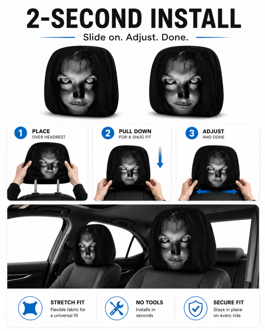 Ghostface Car Headrest Cover