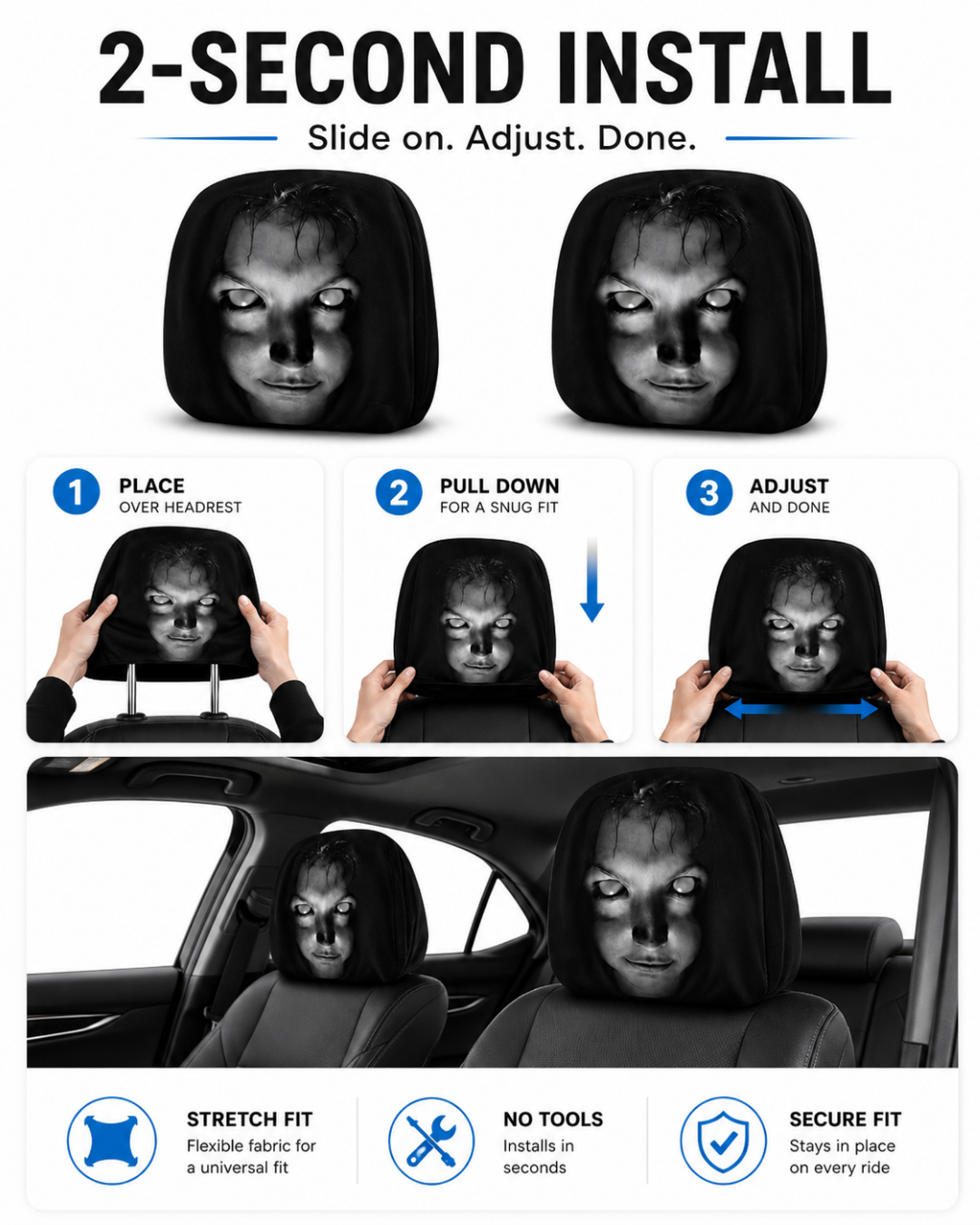 Ghostface Car Headrest Cover