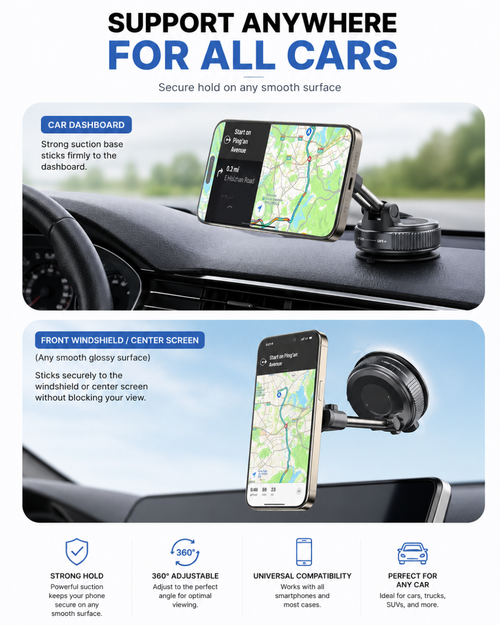 Magnetic Phone Holder with Strong Suction Cup