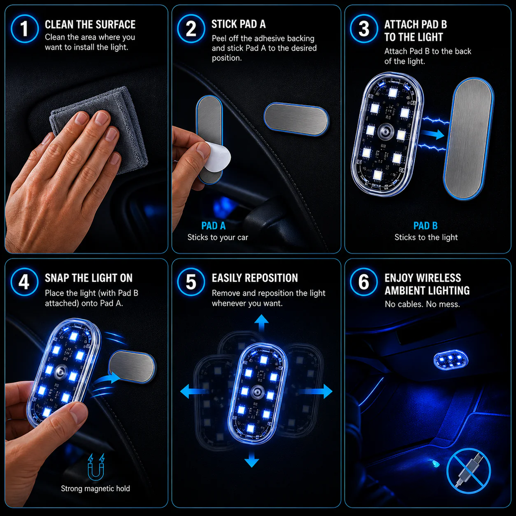 WIRELESS CAR INTERIOR LIGHTS